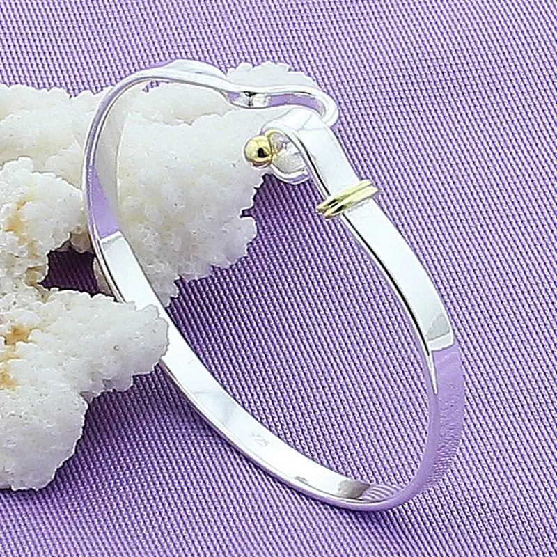 925 Silver Bead Bangle Bracelet Wedding Engagement Charm Jewelry