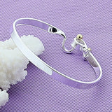 925 Silver Bead Bangle Bracelet Wedding Engagement Charm Jewelry