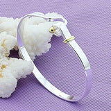 925 Silver Bead Bangle Bracelet Wedding Engagement Charm Jewelry