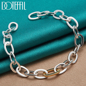 925 Silver Chain Ring Circle Bracelet Engagement Party Jewelry