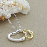 925 Silver Double Heart Pendant Necklace 18 Inch Chain Wedding Engagement Charm
