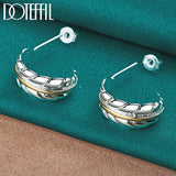 925 Silver Feather Stud Earrings Woman Wedding Jewelry