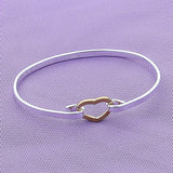 925 Silver Heart Bangle Bracelet Wedding Engagement Charm Party Jewelry
