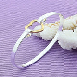 925 Silver Heart Bangle Bracelet Wedding Engagement Charm Party Jewelry