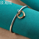 925 Silver Heart Cuff Bangle Bracelet Wedding Charm Jewelry