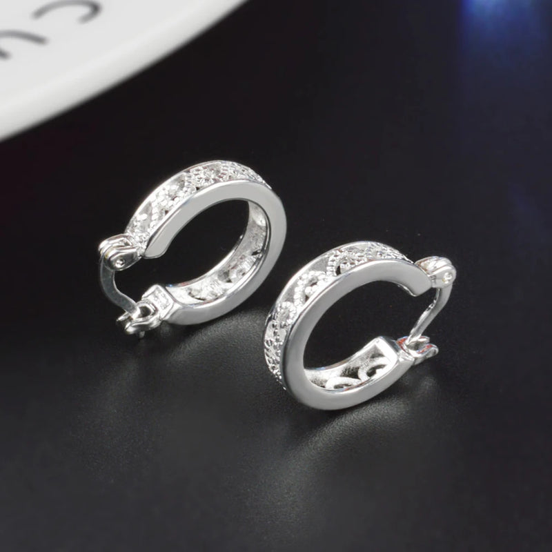 925 Silver Hollow Zircon Earrings Romantic Wedding Party Gift