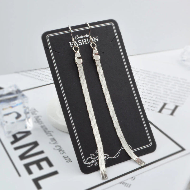 925 Sterling Silver Snake Bone Tassel Pendant Earrings Charm Women Jewelry