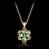 925 Silver Star Flower Pendant Necklace For Women Party Gift