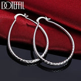 925 Silver Circle Hoop Earrings For Women Lady Gift Charm Wedding Jewelry
