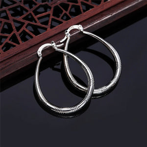 925 Silver Circle Hoop Earrings Women Charm Wedding Jewelry