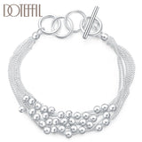 925 Silver Grape Beads 6-Line Bracelet Women Wedding Party Jewelry
