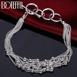 925 Silver Grape Beads 6-Line Bracelet Women Wedding Party Jewelry