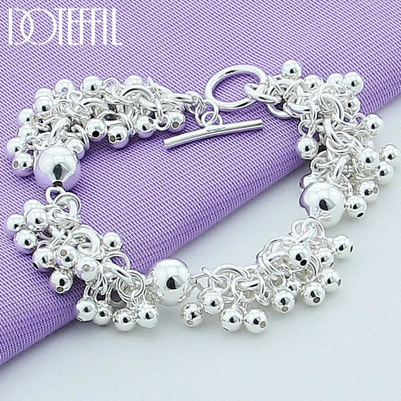 925 Silver Grapes Charm Bracelet Women