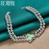 925 Silver Green Butterfly Bracelet Ball Chain Wedding Jewelry