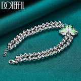 925 Silver Green Butterfly Bracelet Ball Chain Wedding Jewelry