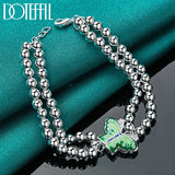 925 Silver Green Butterfly Bracelet Ball Chain Wedding Jewelry