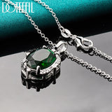 925 Silver Green Zircon Pendant Necklace 16-30 Inch Chain