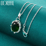 925 Silver Green Zircon Pendant Necklace 16-30 Inch Chain