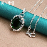 925 Silver Green Zircon Pendant Necklace 16-30 Inch Chain