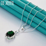925 Silver Green Zircon Pendant Necklace 16-30 Inch Chain