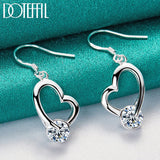 925 Silver Heart Zircon Drop Earrings Wedding Gift