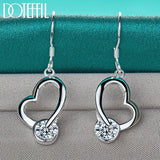 925 Silver Heart Zircon Drop Earrings Wedding Gift