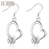 925 Silver Heart Zircon Drop Earrings Wedding Gift
