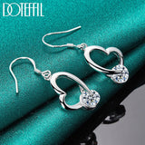 925 Silver Heart Zircon Drop Earrings Wedding Gift