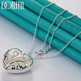 925 Silver Heart Zircon Pendant Necklace 16-30 Inch Chain Wedding Charm
