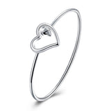 925 Silver Heart Bangle Bracelet Woman Wedding Engagement Charm Party