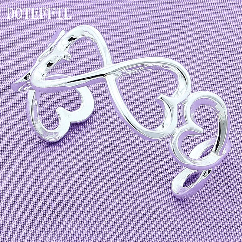 925 Silver Heart Bangle Bracelet Charm Jewelry
