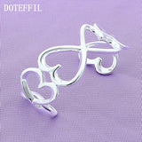 925 Silver Heart Bangle Bracelet Charm Jewelry