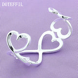 925 Silver Heart Bangle Bracelet Charm Jewelry