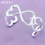 925 Silver Heart Bangle Bracelet Charm Jewelry