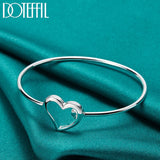 925 Sterling Silver Heart Bangle Bracelet For Woman