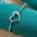 925 Sterling Silver Heart Bangle Bracelet For Woman