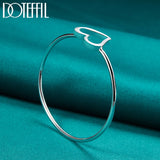 925 Sterling Silver Heart Bangle Bracelet For Woman
