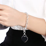 925 Silver Heart Bracelet Wedding Engagement Party Jewelry