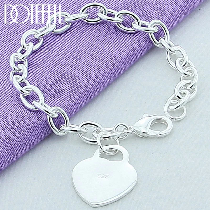 925 Silver Heart Bracelet Wedding Engagement Party Jewelry