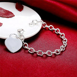 925 Silver Heart Bracelet Wedding Engagement Party Jewelry