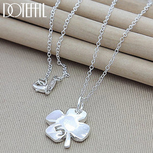 925 Silver Heart 4 Leaf Clover Lucky No 5 Pendant Necklace 18 Inch Chain