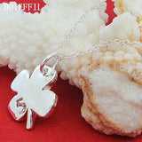 925 Silver Heart 4 Leaf Clover Lucky No 5 Pendant Necklace 18 Inch Chain