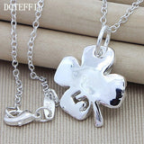 925 Silver Heart 4 Leaf Clover Lucky No 5 Pendant Necklace 18 Inch Chain
