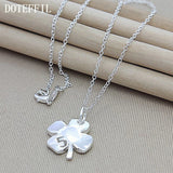 925 Silver Heart 4 Leaf Clover Lucky No 5 Pendant Necklace 18 Inch Chain