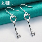 925 Silver Heart Key Earrings Wedding Engagement Party Jewelry
