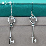 925 Silver Heart Key Earrings Wedding Engagement Party Jewelry