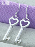 925 Silver Heart Key Earrings Wedding Engagement Party Jewelry