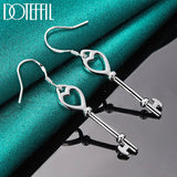 925 Silver Heart Key Earrings Wedding Engagement Party Jewelry