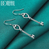 925 Silver Heart Key Earrings Wedding Engagement Party Jewelry