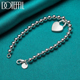 925 Silver Heart Lock Chain Bracelet Jewelry for Women